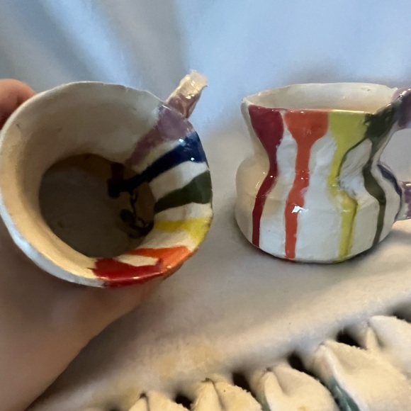 Handmade Ceramic mug with Rainbow Drips - Picture 2 of 2